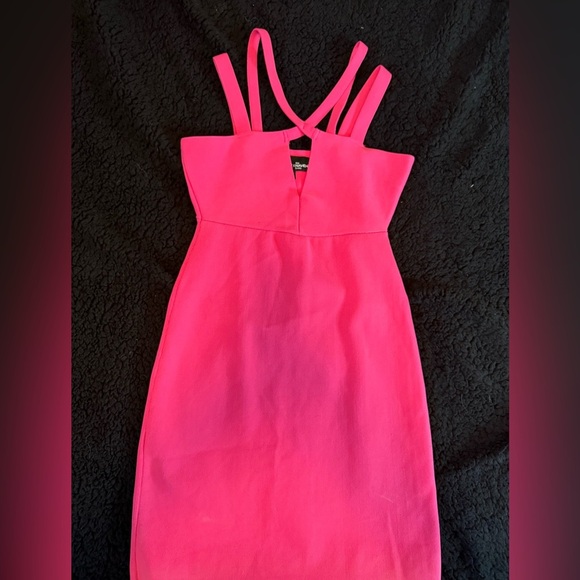 NBD Hot Pink Cross-Strap Mini Dress - Picture 2 of 9